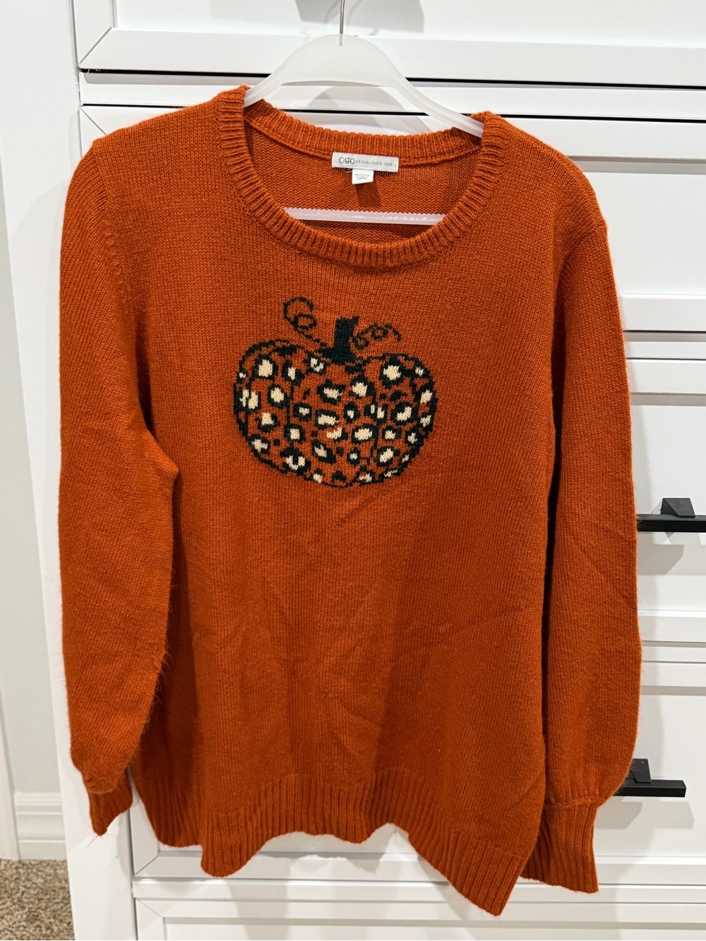 Women’s Cato Orange Leopard Pumpkin Knit Sweater 18/20
